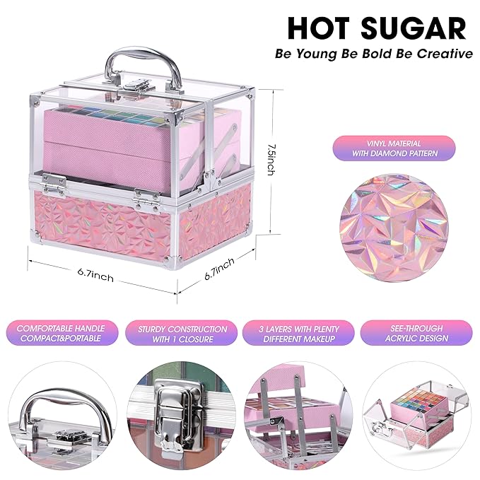 Hot Sugar Teen Makeup Kit for Girls 13-15, Kids Makeup Kit, Makeup Gift Set for Birthday Parties Makeovers & Christmas (Pink)