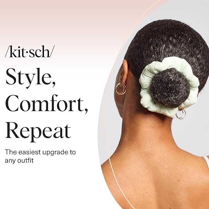 Kitsch Scrunchies for Women - No Crease Hair Ties No Damage | Soft Polyester Scrunchies for All Hair Types | Stylish & Comfortable, For Ponytails & Buns | Ideal Gifts for Women - Garden Bouquet, 3pcs