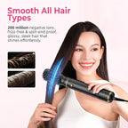 6 in 1 Hair Dryer Brush, Detachable Air Styler, 3 Heat Settings Blow Dryer Brush Frizz-Free Volumizing, Straightening, Curling ALCI Safety Plug for Travel & Home Styling (Pink-Black)