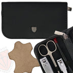 3 Swords Germany – brand quality 8 piece manicure pedicure grooming kit set for professional nail care with genuine leather case black - Made in Germany