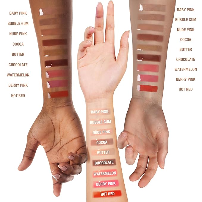 Ruby Kisses Broadway Vita-Lip Tinted & Clear Lip Gloss Set (6 Pack) Ultra-Hydrating & Soothing Formula with Vitamins, High-Shine Non-Sticky Finish Lip Balm, 3 Pcs Watermelon + 3 Pcs Grape Seed