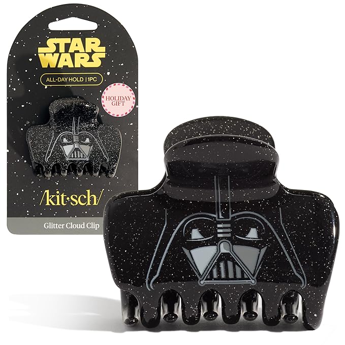 Kitsch x Star Wars Darth Vader Glitter Medium Hair Clip for Women – Dark Side Galaxy-Inspired Claw Clip | Recycled Plastic, Strong Secure Grip | Ideal Gifts for Women, Hair Accessories for Girls