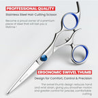 Suvorna Swivel Hair Scissors Professional - Barber Scissors for Hair Cutting - 5.5" J2 420 Japanese Stainless Steel hair cutting scissors for Trimming & Grooming - Hair Shears for Women & Men