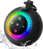 Shower Speaker Bluetooth Waterproof Portable: Birthday Christmas White Elephant Gifts Stocking Stuffers for Adults Teens, IPX7 Loud Sound with Suction Cup Removable, Cool Gadgets with Light-Black