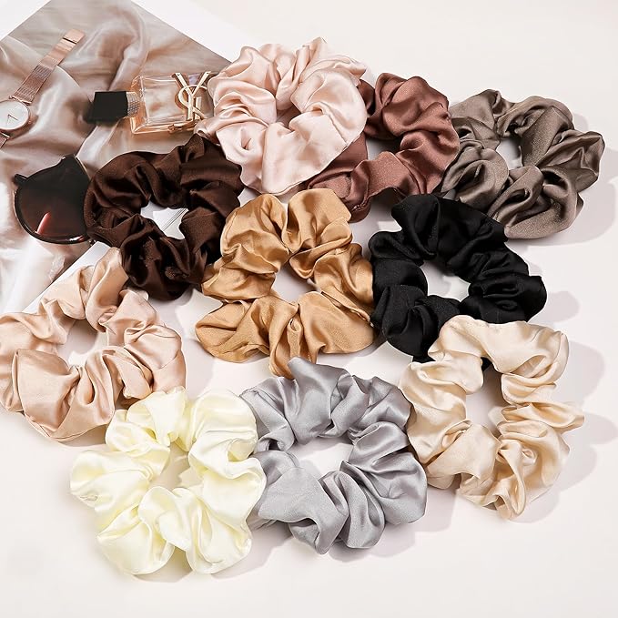 Hair Ties Scrunchies for Women's, Big Scrunchies Both for Thick Hair or Thin Hair Curl Hair No Crease Ponytail Holder No Hurt Your Hair