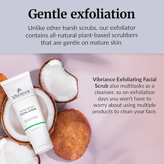 Vibriance Ultra-Gentle Face Scrub, 4 fl oz - Exfoliating Facial Wash Unclogs Pores - Sulfate and Paraben-Free Exfoliator For All Skin Types - Made with Natural Ingredients