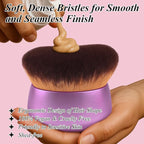 75MM Extra Large Self Tanner Kabuki Makeup Brush – Ultra Soft Dense Vegan Bristles for Body Makeup, Bronzer & Foundation–Applies Tanning Mousse, Lotion & Self Tanner–Purple, Wet & Dry