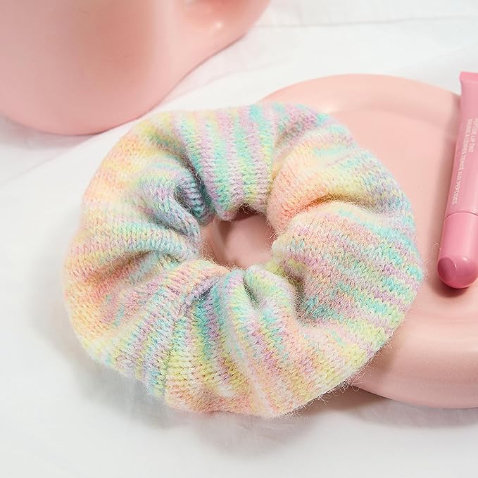 Thick Large Pink Hair Scrunchie for Women Soft Knit Scrunchie Everyday Stylish Tie Dye Hair Accessories