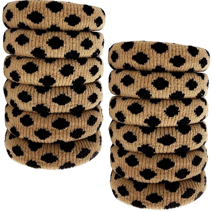 Large Stretch Thick Hair Ties for All Hair Types Seamless Hair Ponies Elastics Ponytail Holders Hair Scrunchies for Thick Hair Hair Accessories Women Girls 12-Pack