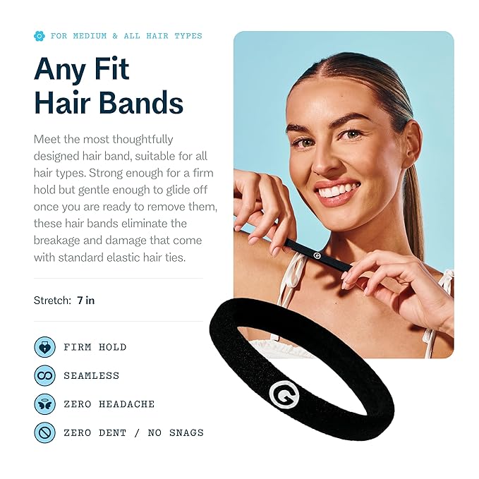Gimme Beauty Medium Hold Hair Bands - Seamless Spandex & Nylon Ties for All Hair Types - Damage-Free, Comfort Fit Ponytail Holders - No-Crease Elastic Bands for Daily Use - 12 Pack, Black