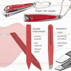 3 Swords Germany - brand quality 5 piece manicure pedicure grooming kit set for professional finger & toe nail care tweezers file clipper genuine leather case in gift box, Made by 3 Swords (03898)