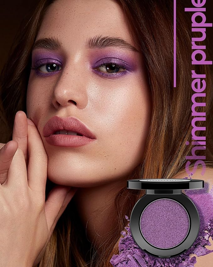 Purple Eyeshadow Shimmer Handmade Pressed Eyeshadow Palette, Long Lasting With No Creasing Pigmented Intense Color Purple Eye Shadow- ShimmerPurple
