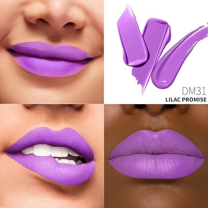 Purple Lipstick Matte for Women SuperStay Long Lasting Lipstick Smudge Proof No Transfer Liquid Lipsticks, Cruelty Free Lip Makeup,DM31 Lilac Promise