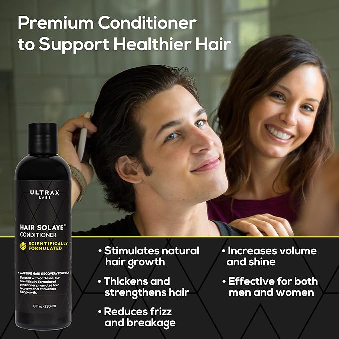 Hair Surge Shampoo and Hair Solaye Conditioner Bundle (8 fl oz) | Thickens Hair, Reduces Breakage, Promotes Growth, Strengthens Follicles | For Men and Women
