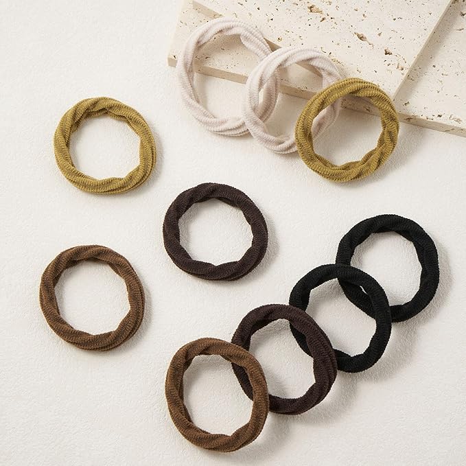 10 Pcs No Damage Hair Ties Thick Hair Elastic Rubber Bands Hair Accessories Scrunchies Seamless for Women