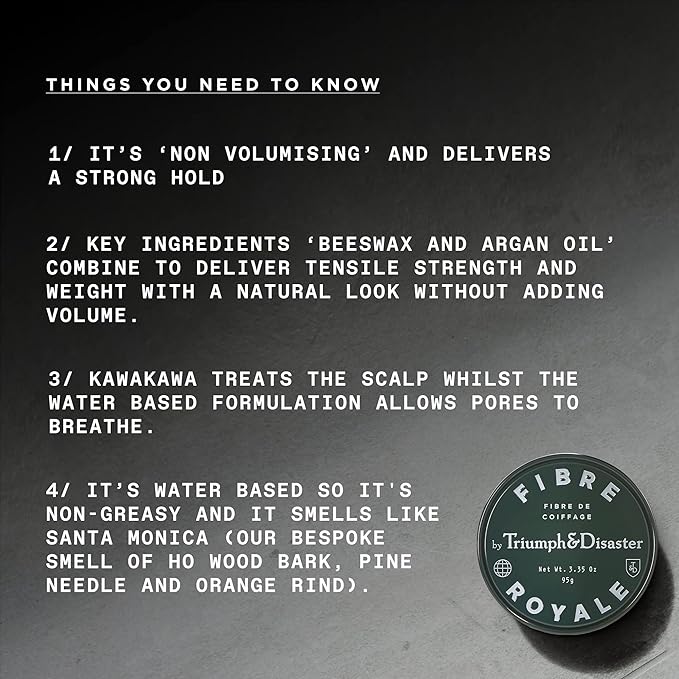 TRIUMPH & DISASTER Fibre Royale Hair Wax – Strong Hold Pomade for Thick Hair, Natural Finish Styling for Men & Women, 95g