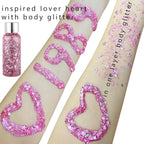 MEICOLY Pink Face Body Glitter,Sparkly Hair Glitter,Pink Accessories for Spirit Week,Singer Concerts Lover Heart Chunky Glitter Makeup,Mermaid Glitter Face Paint