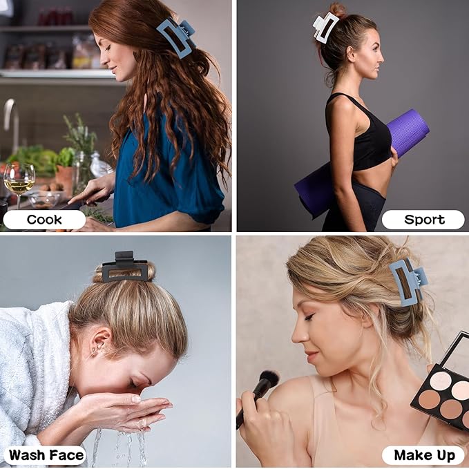 12 Pcs Medium Hair Clips, 3.5 Inch Square Claw Clips for Thick and Thin Hair - Blue