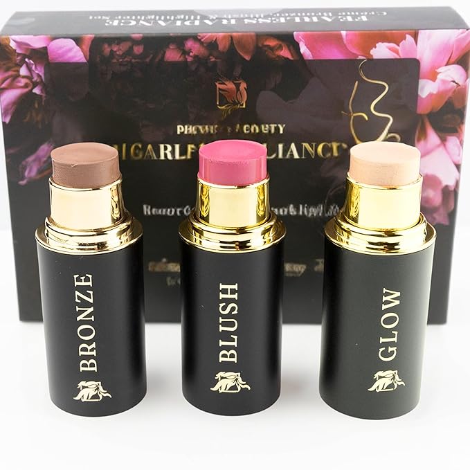 Contour Trio with Cream Blush, Bronzer & Highlighter - Buildable, Pigmented Hydrating Formula with Shea Butter, Vitamin E, Hyaluronic Acid & Squalane; Gift Set (Twilight, Regular Trio)