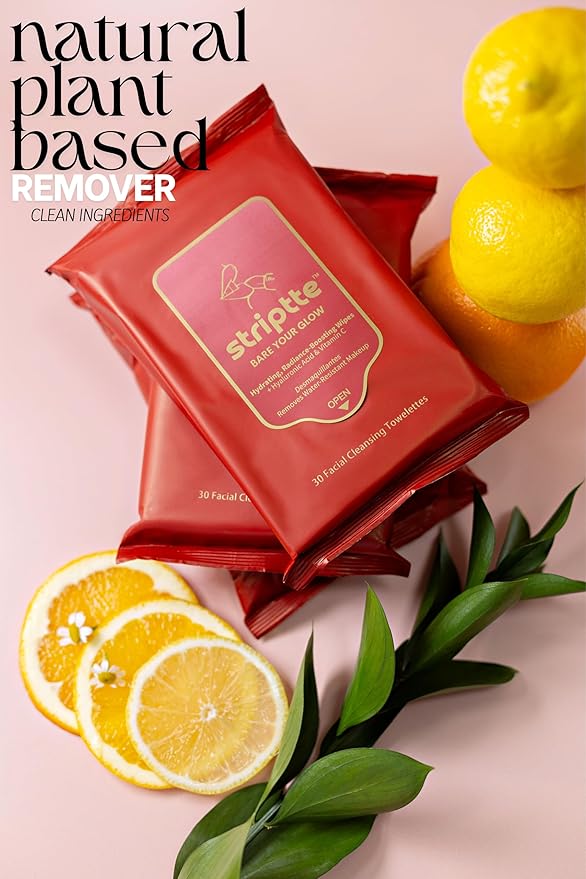 Fresh One Makeup Remover Wipes - Facial Cleansing | Deeply Hydrating | Brightening, Radiance-Boosting | Gently Removes Waterproof Makeup, Oil, & Eye Mascara | Face wipes for women | STRIPTTE (90 CT)