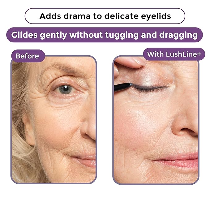 Rumi Cosmetiques LushLine+ Waterproof Eyeliner Pencil For Older Women - Smudge Proof, Long-Lasting, Non Toxic, Soft Glide - Safe For Sensitive Eyes (Dark Brown)