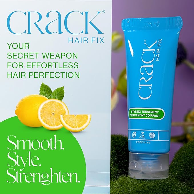 Crack HAIR FIX Styling Treatment - Multi-Tasking, Anti-Frizz, Leave-In Styling Cream with Protection from Humidity, Chlorine, Heat Treatments & Sun, .75 oz