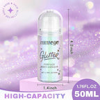 Roll-on Face Body Glitter Gel for Women and Kids, 50ml Large Capacity Holographic Chameleon Color Changing Glitter Gel Shimmer Makeup for Singer Concert Festival Rave Accessories, Sparkling Pink