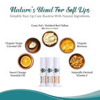 Moisturizing Tallow Lip Balm – Grass-Fed Beef Tallow with Organic Coconut Oil, Beeswax, and Vitamin E – Sweet Orange – Lip Balm Set – Travel Essential – 3-Pack