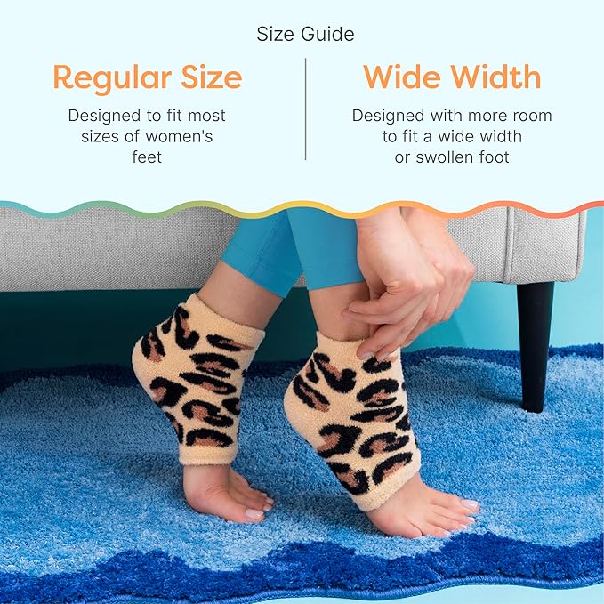 ZenToes Moisturizing Socks for Cracked Heel Treatment, Vitamin E, Olive Oil and Jojoba Oil Heel Socks, Stocking Stuffers for Women, Spa Self Care Gifts for Women (Cheetah, Regular)