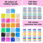 Colorful Rubber Bands Set, 2020Pcs Elastic Hair Ties with 5 Styling Tools 40Pcs Hair Clips Hair Accessories Valentines Day Gifts for Daughter