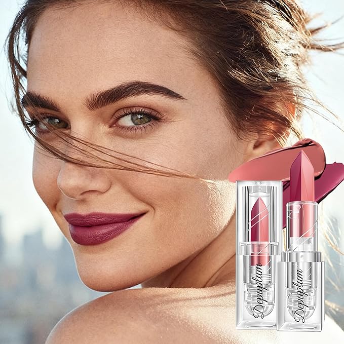 2 in 1 Rose Red Lipstick Nude Lipstick Matte Dual Sided Waterproof Lipsticks for Women One Stroke Two-Tone Long Lasting Lip Stick for Christmas Halloween,DU-K5