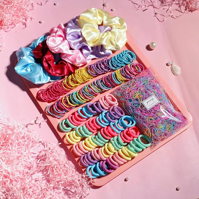 Colour Hair Accessories, Hair Ties, Scrunchies For Girls Women, Ponytail Holders, Traceless Hair Ropes Set For Baby and Kids