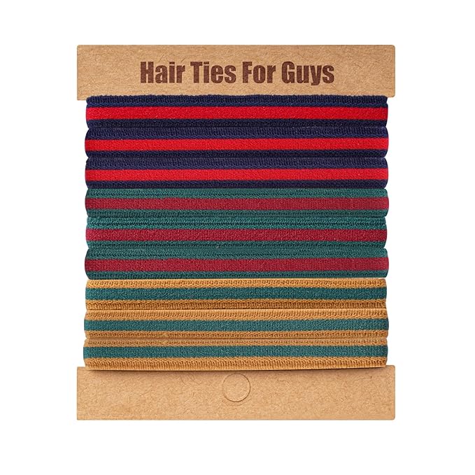 EasYoung Braided Mens Hair Ties For Men, For Buns Curly Thick Dense Hair Elastic Hair Ties For Guys, No damage No Crease Breakage, 9 Count (Pack of 1)