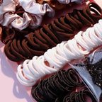 YANRONG Hair Accessories Set - 755 Seamless Ponytail Holders, Variety of Scrunchies, Bands, and Hair Ties for Thick and Curly Hair (light brown)