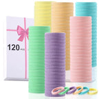 LuSeren 120 Pcs No Damage Thick Hair Ties, Large Soft Seamless Nylon Cloth Hair Elastics for Women, Light Color