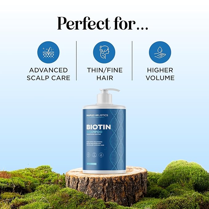Rosemary and Biotin Shampoo for Thinning Hair - Vegan Volumizing Shampoo for Fine Hair with B Vitamins Argan Oil & Tea Tree Essential Oil - Paraben Silicone and Sulfate Free Vegan Formula (32 Fl Oz)