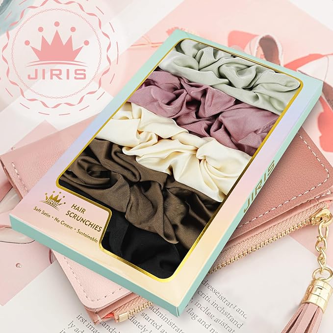5Pcs Satin Scrunchies for Women, Softer Than Silk Scrunchies, Fashion No Crease Hair Ties for Thin Thick Hair,Soft Hair Bands No Damage for Girls, Ideal Gifts for Women (Set 5)