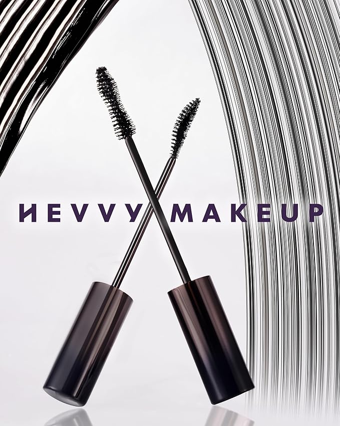 HEVVYMAKEUP Define Eyes Mascara Black Volume & Curl - Volumizing, Curling, Defining - Bold & Lifted Lashes - Feathery Soft, No Smudging, No Clumping - Korean Eye Makeup, 0.30 fl.oz.