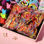 YANRONG Hair Accessories Set - 1189 PCS Candy Colors Nylon Hair Ties, Disposable Rubber Bands, Hair Bands, and Hair Clips for Women and Girls - Hair Accessories