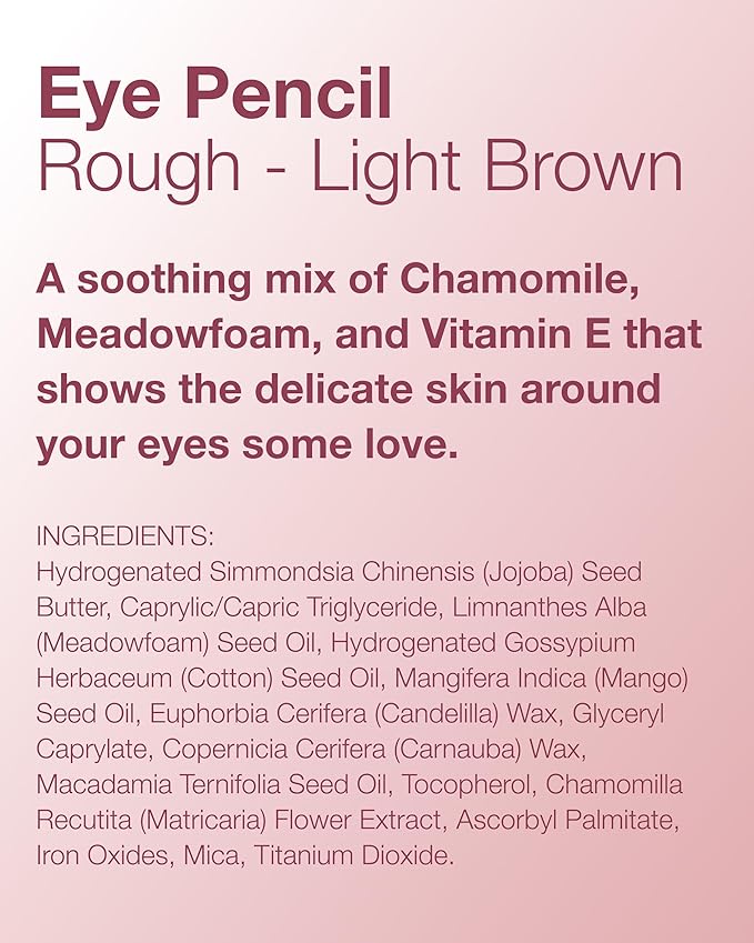 Mineral Fusion Eye Pencil (Light Brown - Rough) - Eyeliner with Soothing Chamomile, Meadowfoam & Vitamin E - Smooth & Long Lasting, Hypoallergenic, Non-Irritating Eye Makeup