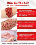 6PCS Red Face Body Glitter Gel，Holographic Chunky Sequins Body Glitter Paint for Party Singer Concerts Music Festival Rave Accessories for Girls Women Face Body DIY Sparkling Makeup