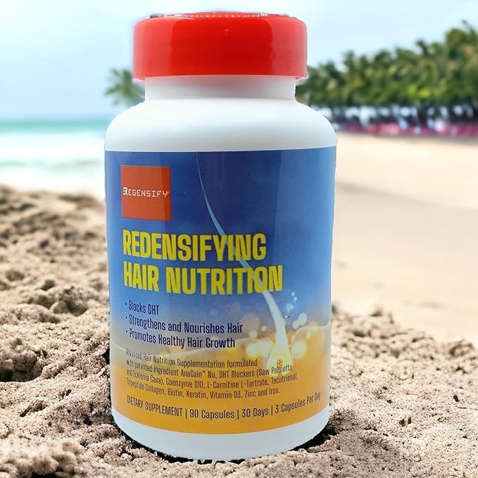 REGENSIFY Redensifying Hair Nutrition - Hair Regrowth Supplement with AnaGain Nu, Saw Palmetto, Ecklonia Cava, Coenyzme Q10, Tocotrienol, L-Carnitine | DHT Blocker | Reduce hairfall for Men & Women