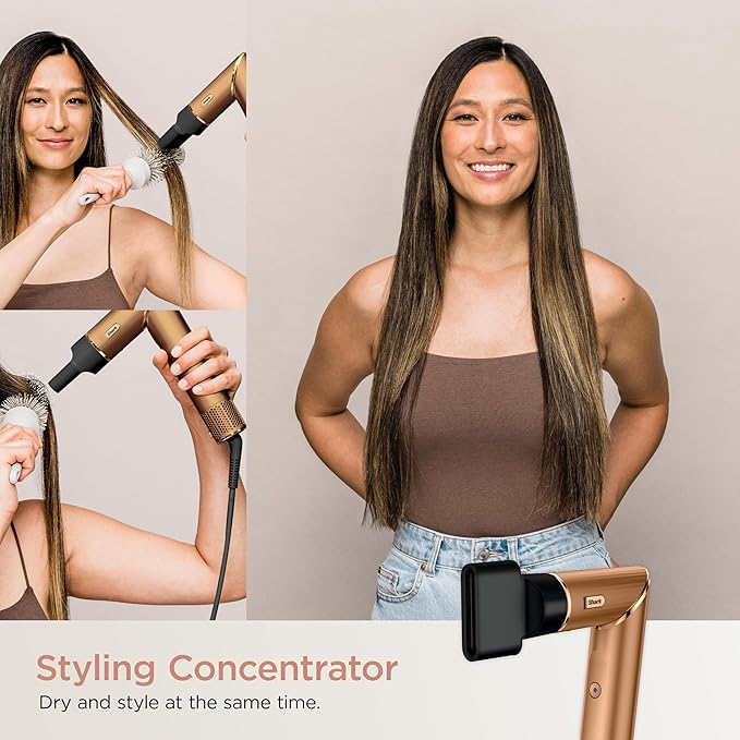 Shark FlexStyle® (Special Edition) | Air Styling & Drying System | Powerful Hair Dryer Brush & Multi-Styler | Auto-Wrap Curlers, Oval Brush, Concentrator, & Storage Bag Included | Copper | HD433CP