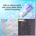 DAGEDA Body Glitter Gel, Holographic Face Glitters Body Gel Shimmer Liquid Eyeshadow, Color Changing Glitter for Face Hair Nails, Glitter Under Light Festival Glitter Makeup 1.7oz (Sparkling Pink)