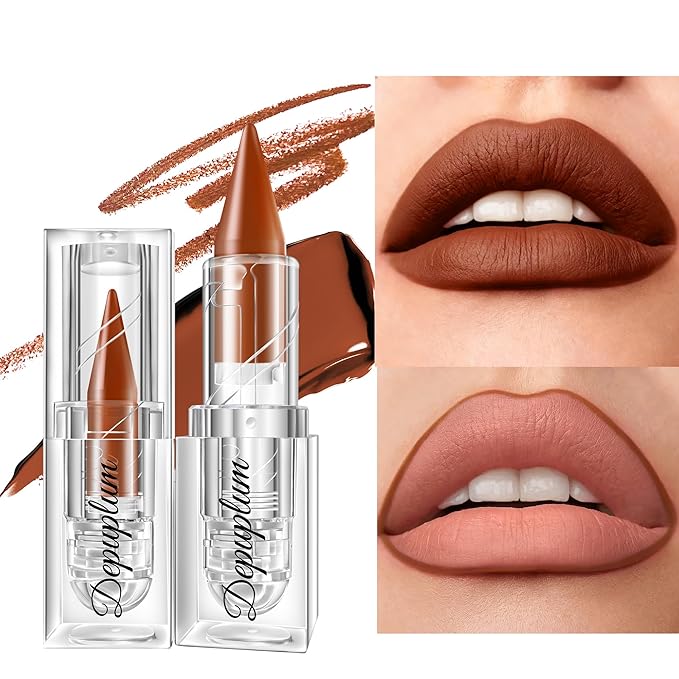 Brown Lipstick Gradient Matte Lipsticks Lip Liner Combo Set for Women Waterproof Long Lasting Lip Stick Pencil Cream Lip Liner and Lipstick Combo Makeup, E2