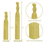MEEDEE Gold Elastic Hair Ties Pack - 100 No Crease Soft Ribbon Knotted Pony Tails for Women, No Damage, Ouchless for Yoga and Bracelets