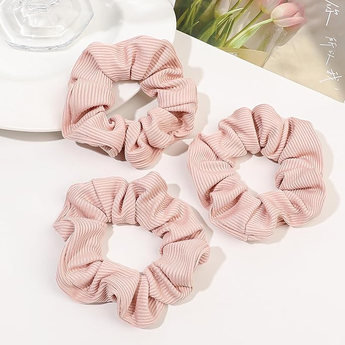 Hair Scrunchies for Women - Hair Ties No Damage Both for Thick Hair or Thin Hair Curl Hair No Crease Pink Scrunchies Ponytail Holder No Hurt Your Hair