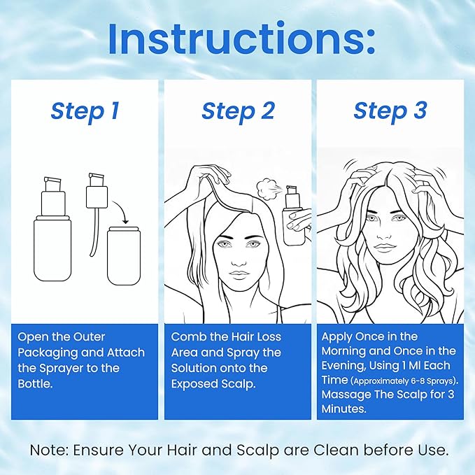 0.5% KX-826 Hair Growth Spray DHT Blocker Hair Thickening Regrowth Treatments,Oil Control Hair Loss Reduction 3-6 Months New Hair Visible,Hair Growth Products Men&Women-3 Month Supply 180ml