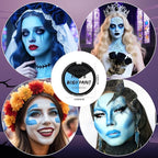 Light Blue White Black Face Body Palette, Oil-Based Professional Makeup for Halloween Cosplay SFX makeup Sally Avatar, Non-Toxic Waterproof Full Face Paint for Adult Carnival Celebrations