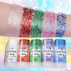 DAGEDA Red Body Glitter Stick,Sparkly Face Glitter Makeup,Holographic Hair Glitters Mermaid Makeup Rave Outfits for Women, Shimmer Face Paint Stick Singer Concert Accessories